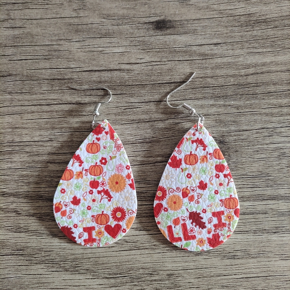 NWT Fall Faux Leather Earrings